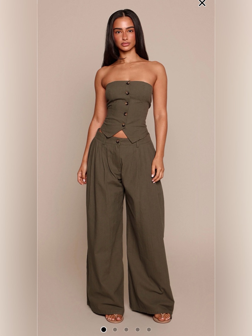 PETITE LINEN LOOK WIDE LEG TROUSERS